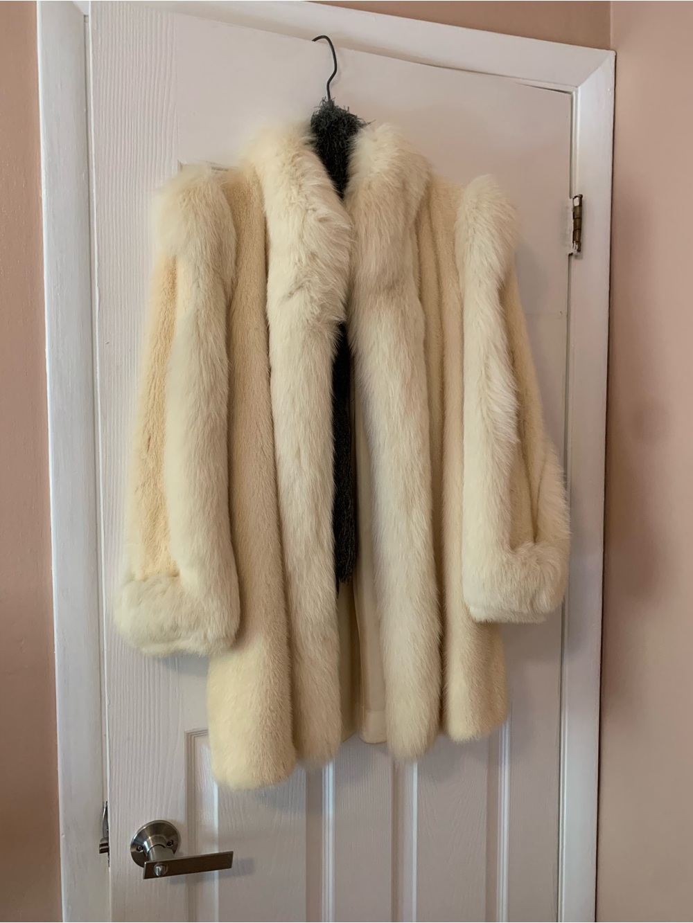 VINTAGE Arctic Fox Real Fur Ivory Coat Stroller Length